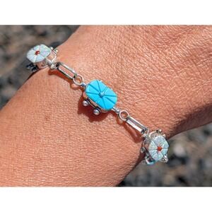 Native American Sterling Silver Chaem Bracelet Genuine Zuni Jewelry Signed 7.75*